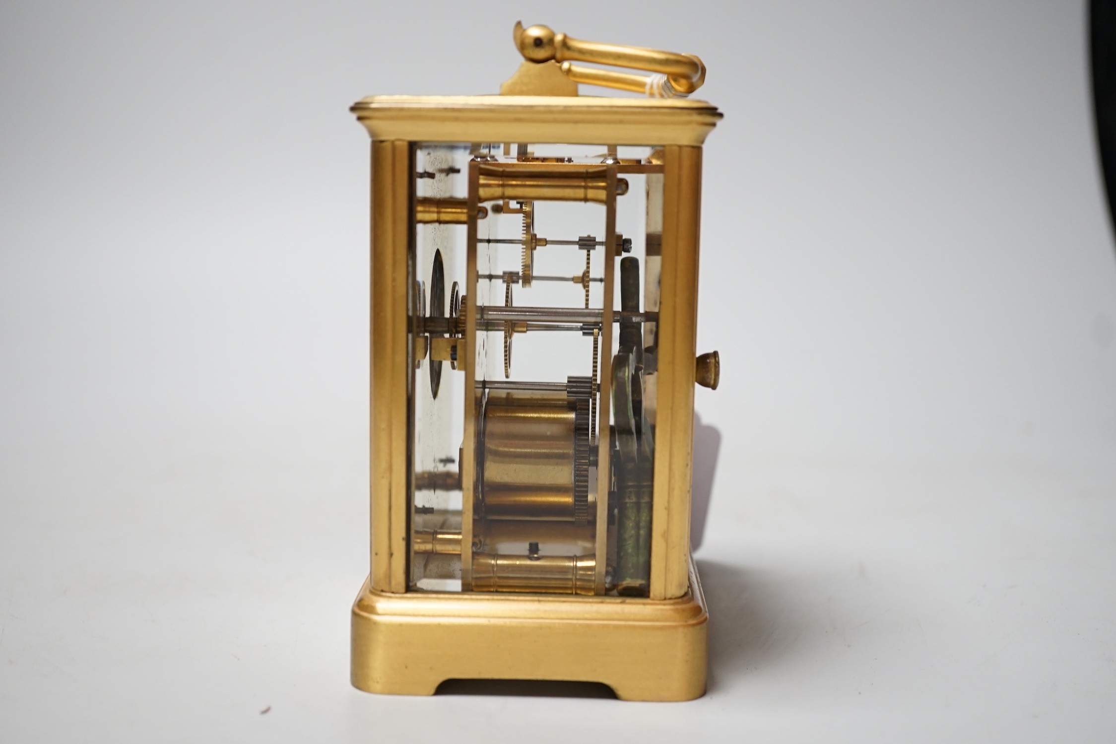 An early 20th century lacquered brass carriage timepiece marked Goldsmiths Alliance, London 17554